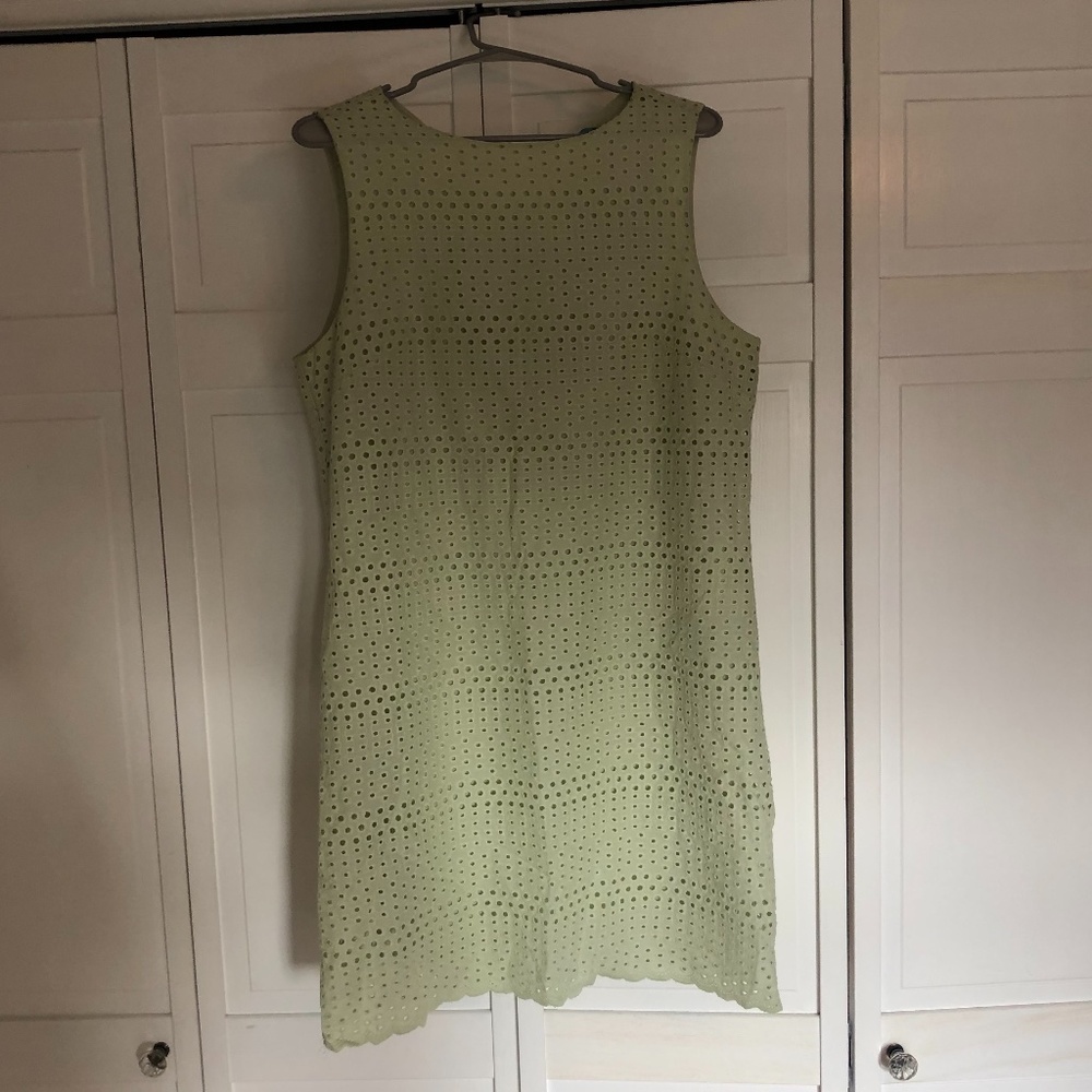 Sleeveless Light Green Eyelet Shift Dress